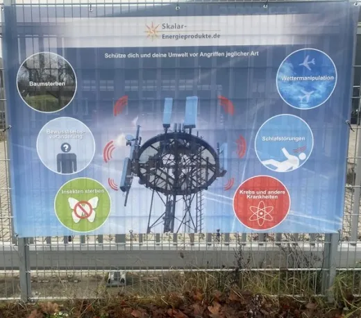 Banner - ca. 2,4 x 1,5 m - Zaun, Gefahr Funkmasten