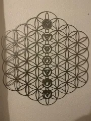Blume des Lebens mit Chakren Wanddeko aus Edelstahl 63 x 57 cm